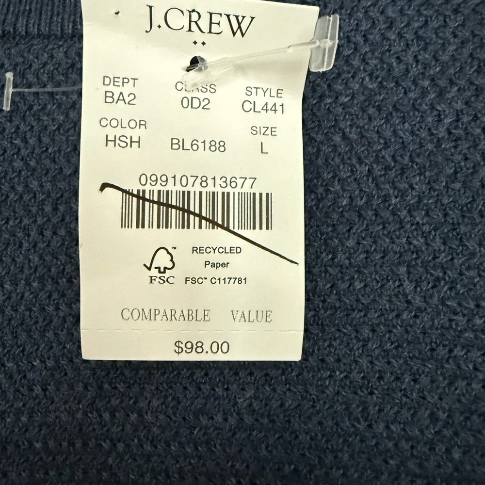 J.Crew men’s 100% cotton navy blue sweater